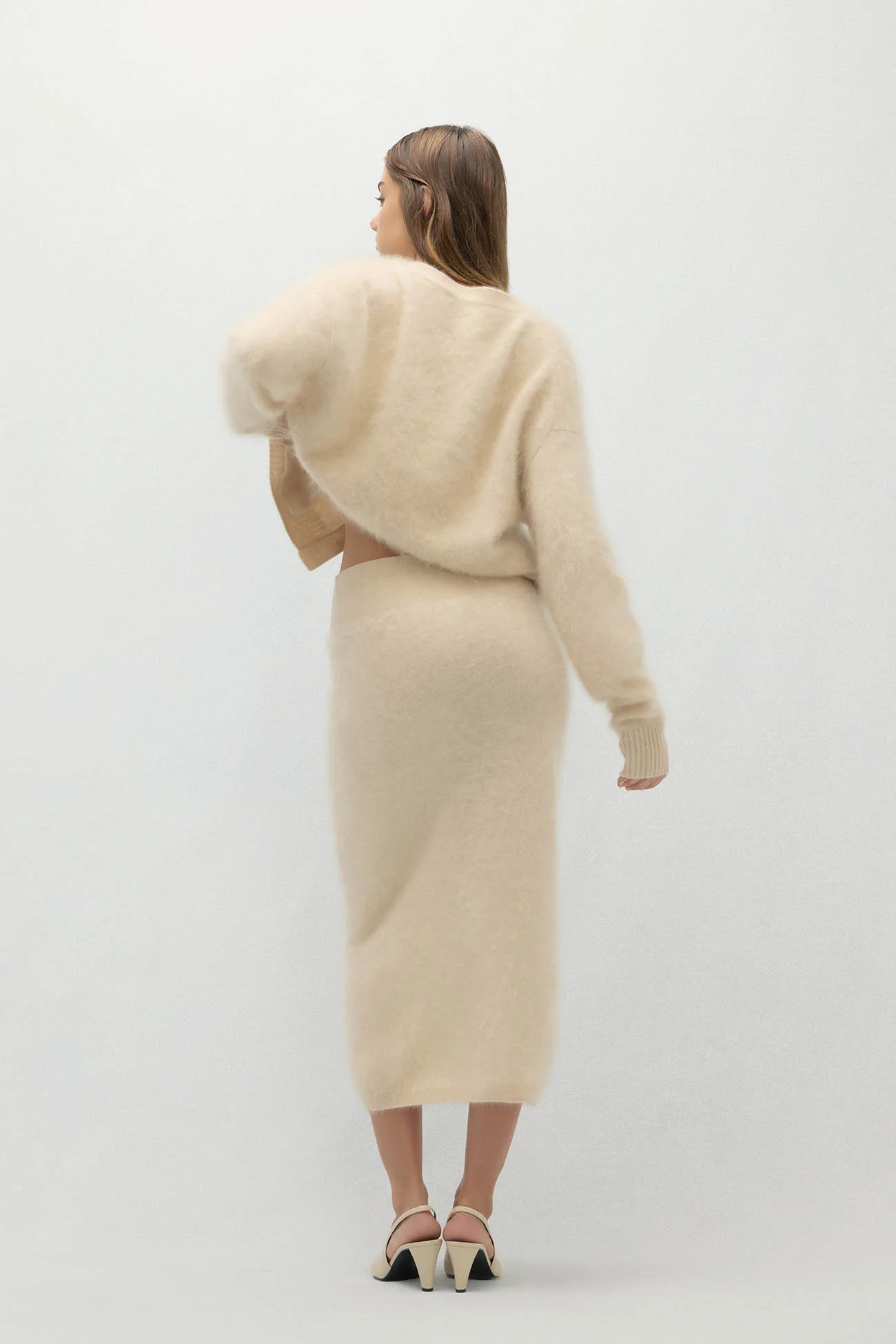 FRANCESCA BRUSHED CASHMERE MIDI SKIRT - Image 3