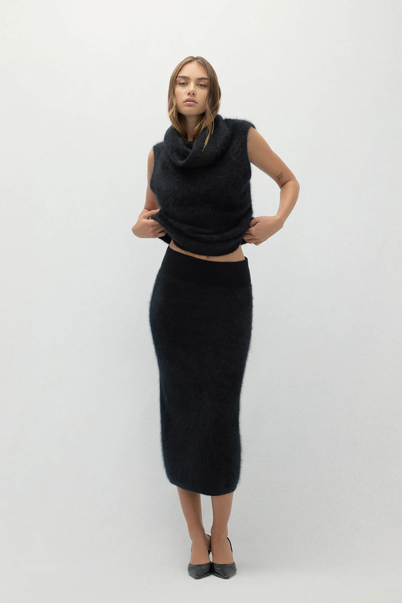 FRANCESCA BRUSHED CASHMERE MIDI SKIRT - Image 7