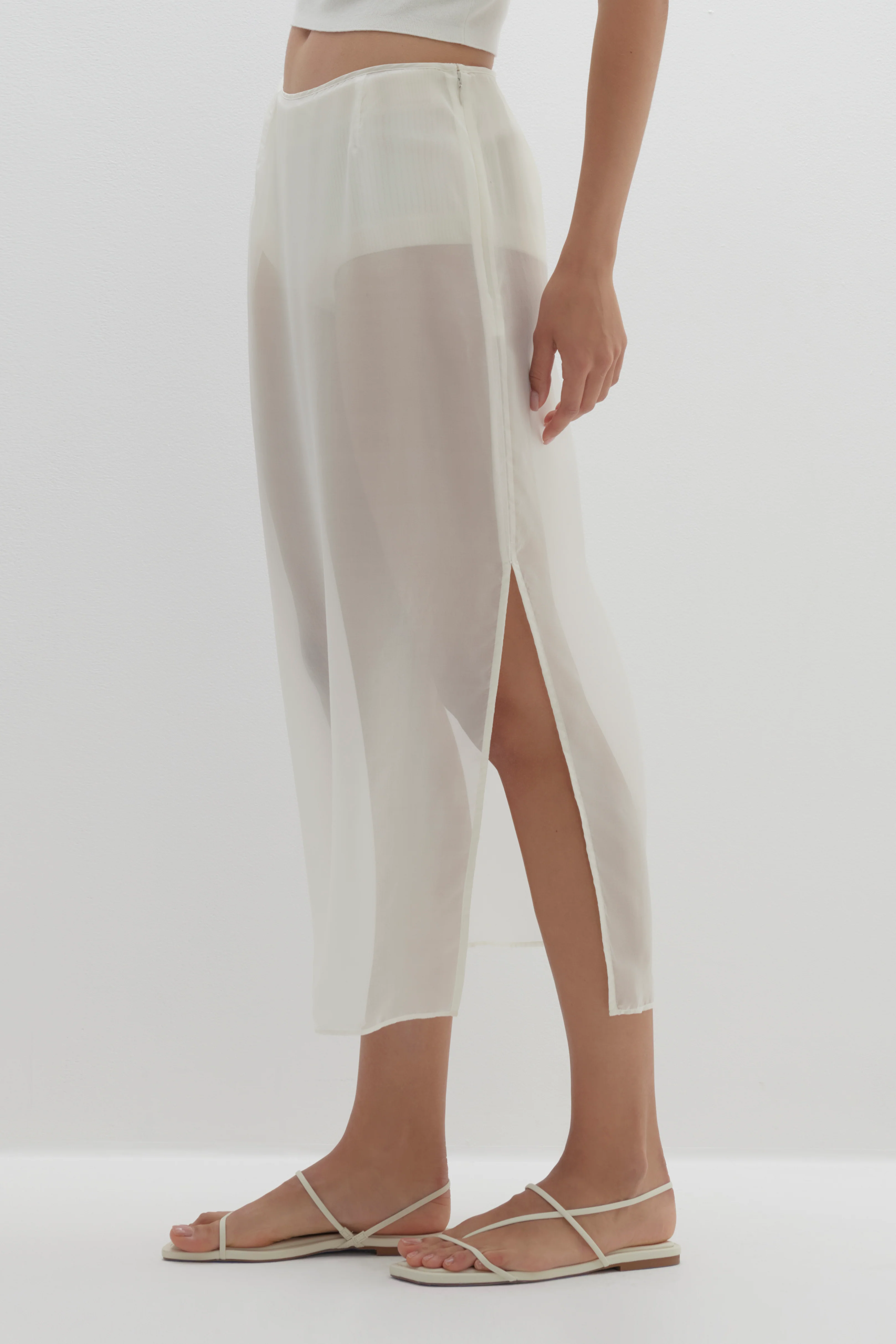 MARISSA SILK ORGANZA MIDI SKIRT - Image 15