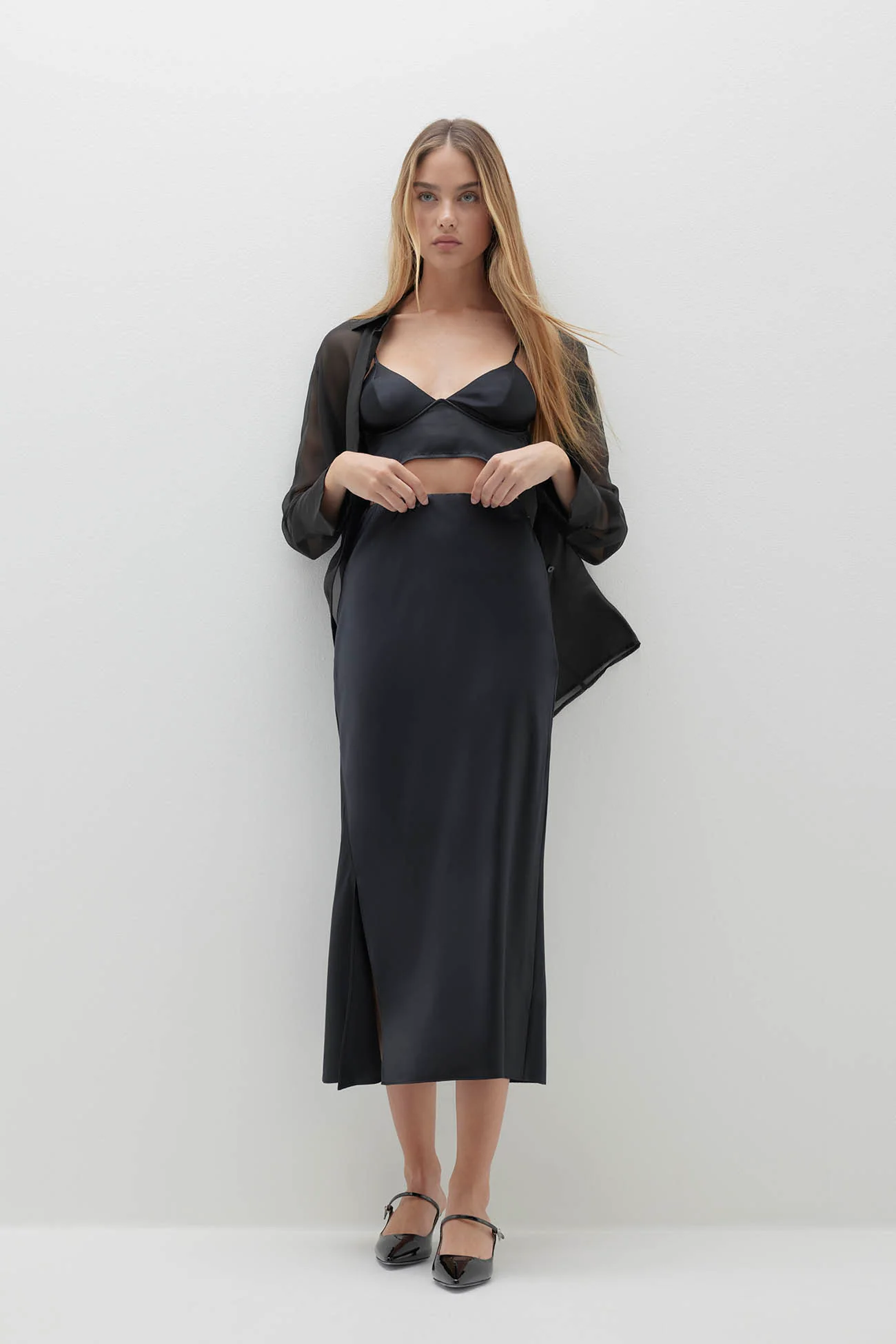 QUINN SILK MIDI SKIRT - Image 3