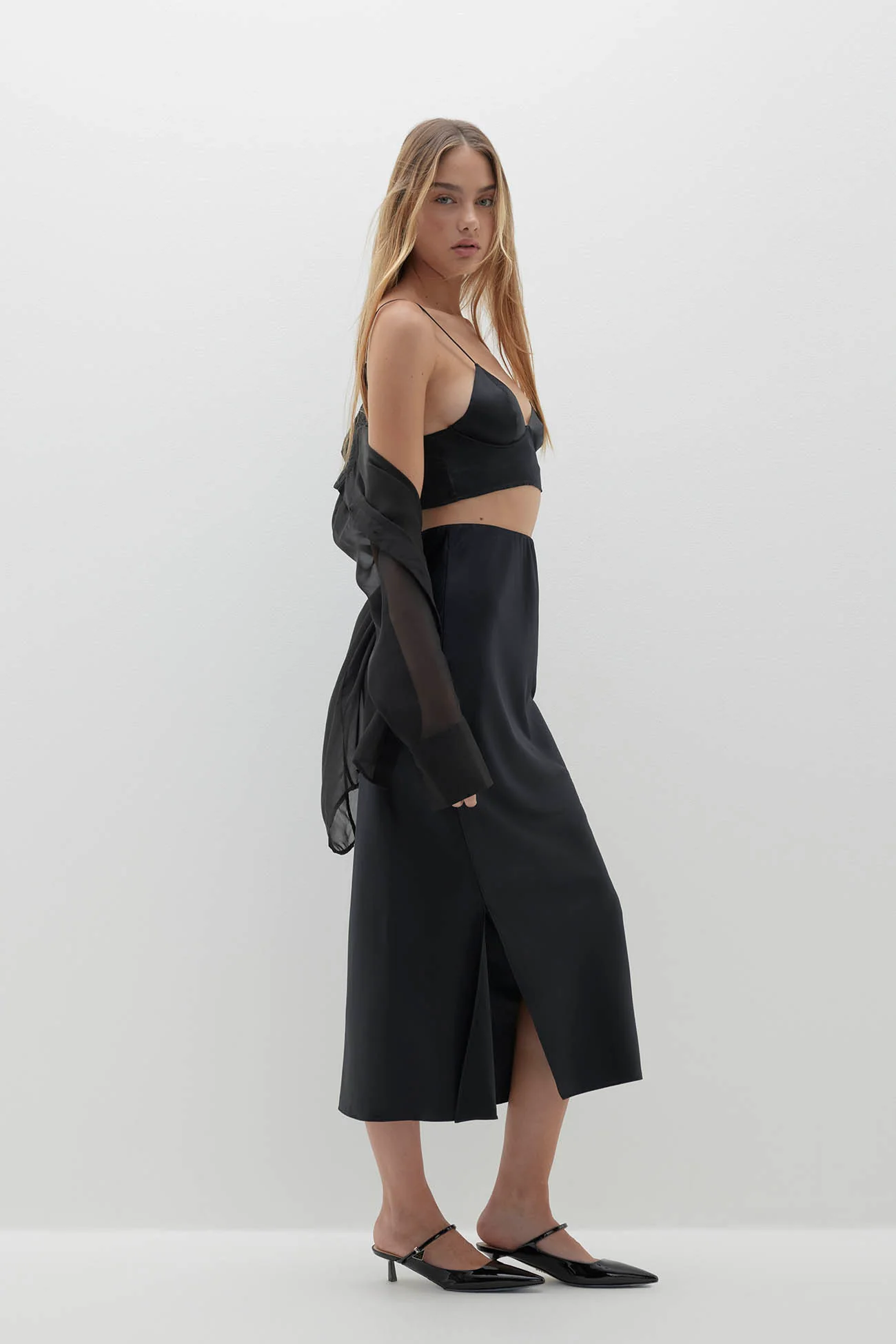 QUINN SILK MIDI SKIRT - Image 4