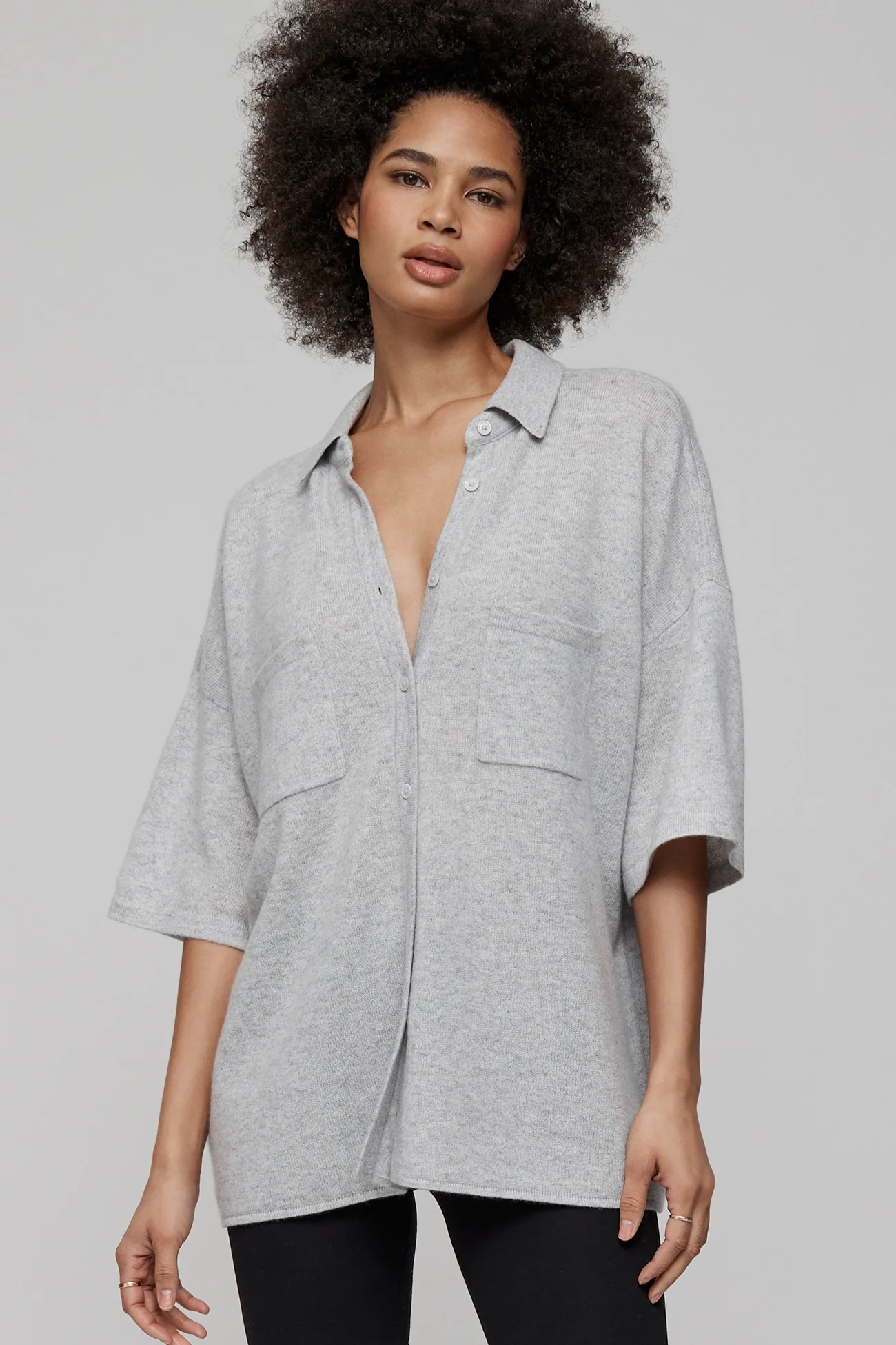 RUE BUTTON-UP CASHMERE TOP - Image 14