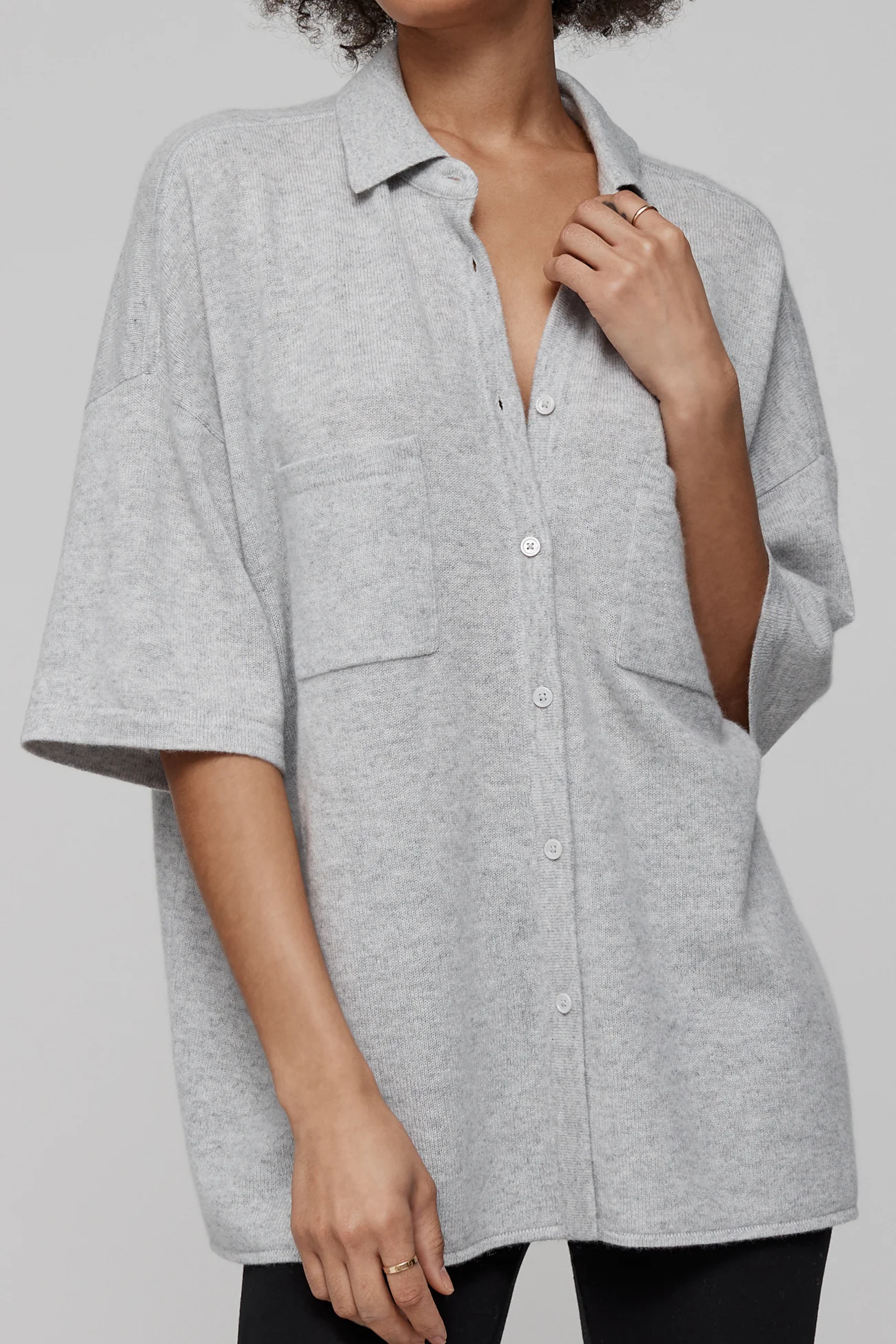 RUE BUTTON-UP CASHMERE TOP - Image 15