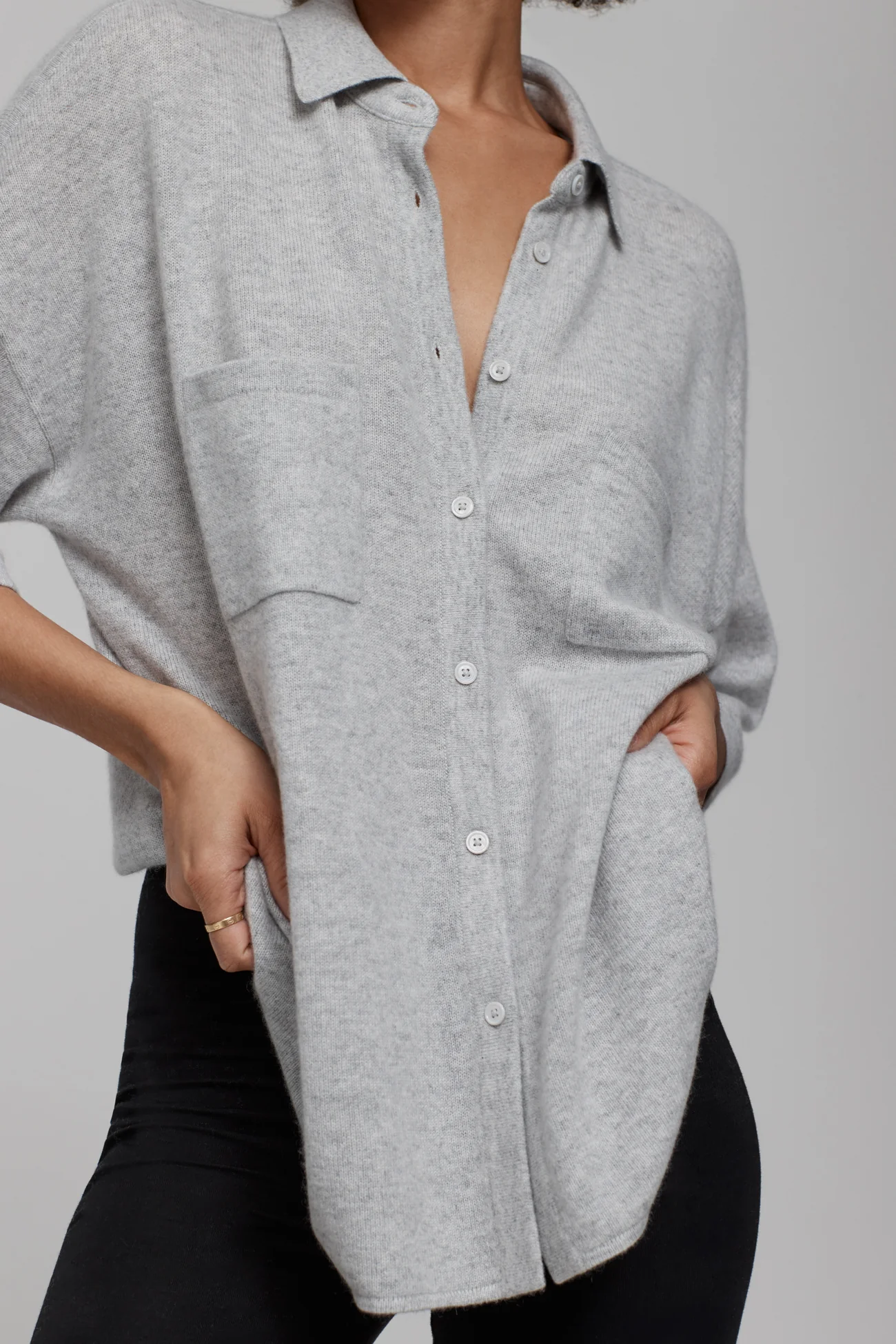 RUE BUTTON-UP CASHMERE TOP - Image 17