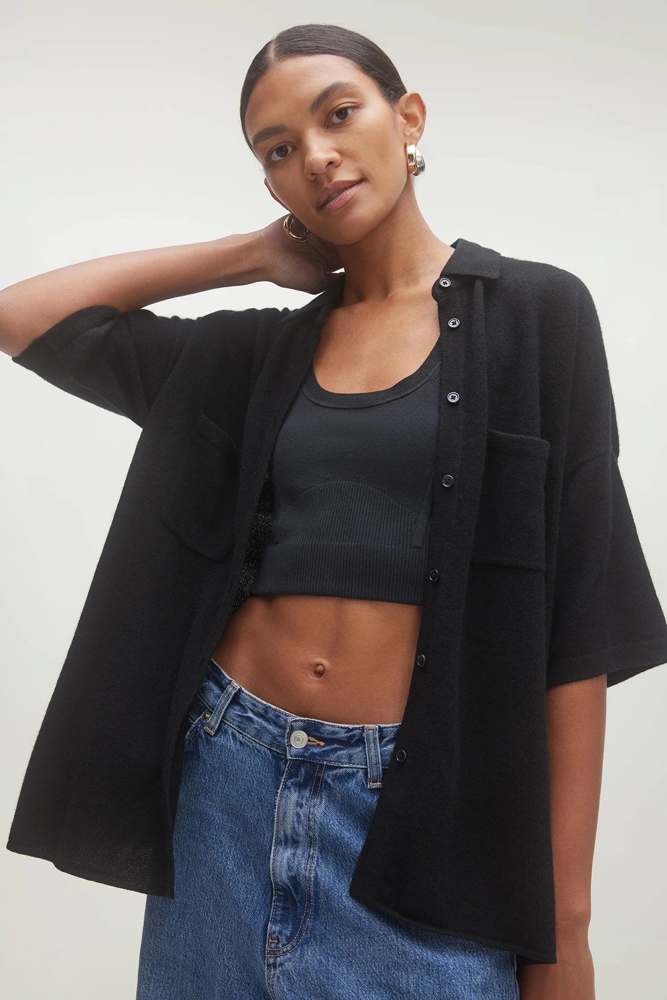 RUE BUTTON-UP CASHMERE TOP - Image 38