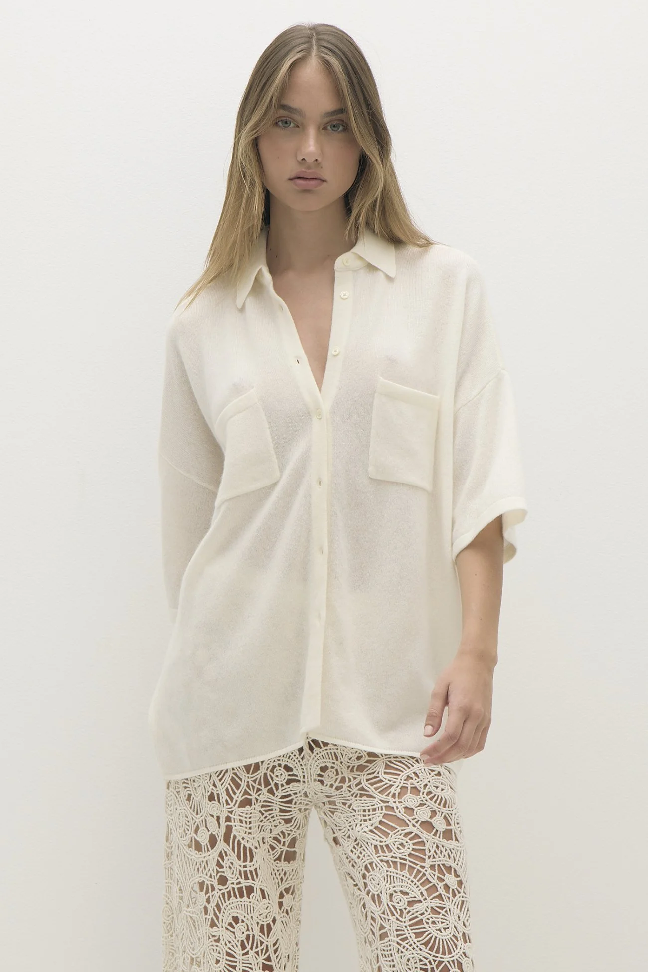 RUE BUTTON-UP CASHMERE TOP - Image 4