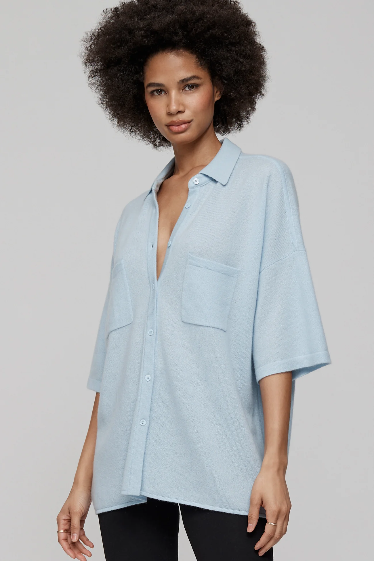 RUE BUTTON-UP CASHMERE TOP - Image 9